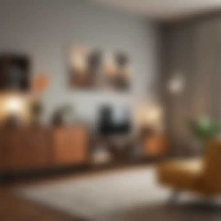 A curated display of mid-century modern furniture in a contemporary setting