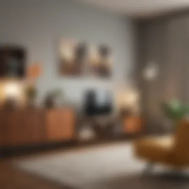 Curated Mid-Century Modern Furniture Display A curated display of mid-century modern furniture in a contemporary setting