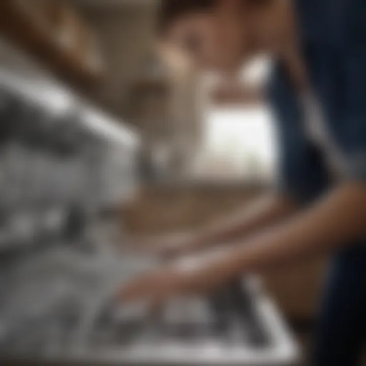 Homeowner inspecting dishwasher filters