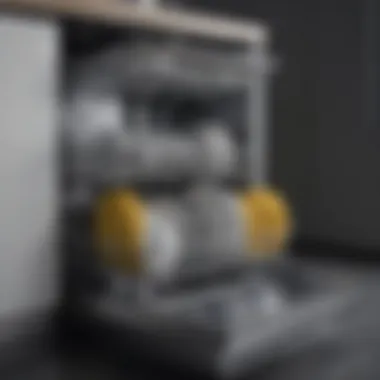 Interior of a clean dishwasher showcasing its components