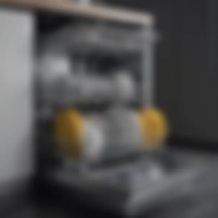 Interior of a clean dishwasher showcasing its components
