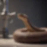 A plumbing snake coiled and ready for use in a residential setting