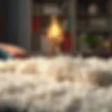 Luxurious fluffy rug under soft lighting