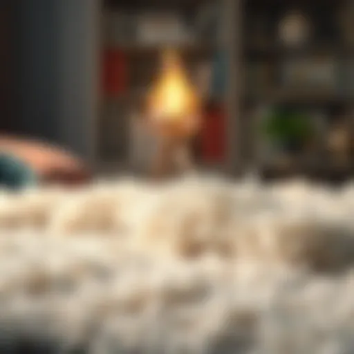 Luxurious fluffy rug under soft lighting