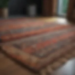 A collection of small rugs displayed in a colorful arrangement